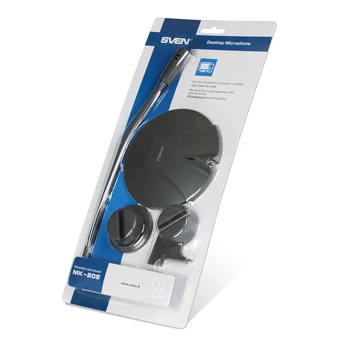 Компьютерный микрофон SVEN MK-205, Проводной аналоговый, Серый