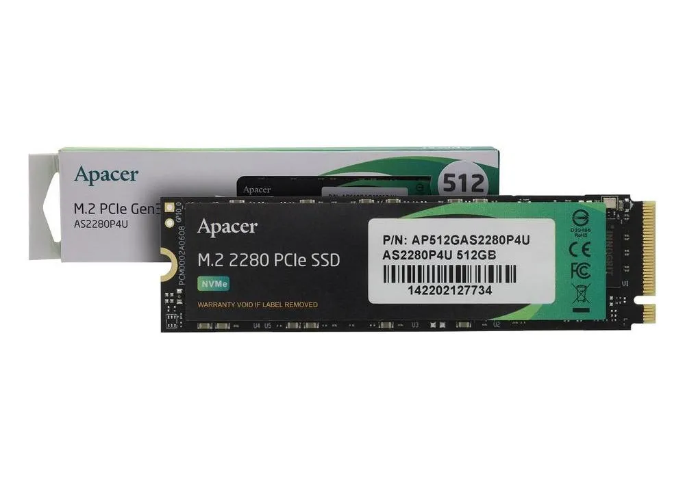 Накопитель SSD Apacer AS2280P4U, 512Гб, AP512GAS2280P4U-1