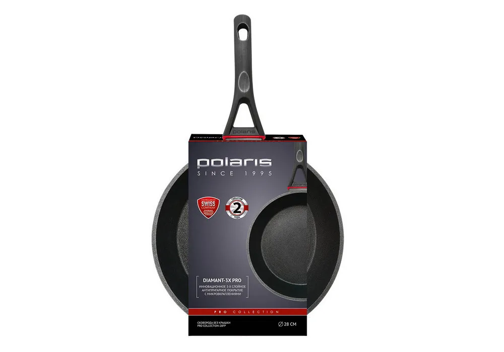 Tigaie adâncă Polaris PRO collection-28FP, 28cm, Negru