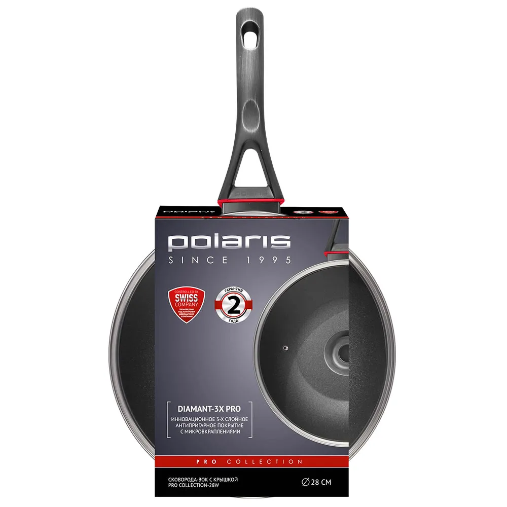 Tigaie adâncă Polaris PRO collection-28FP, 28cm, Negru