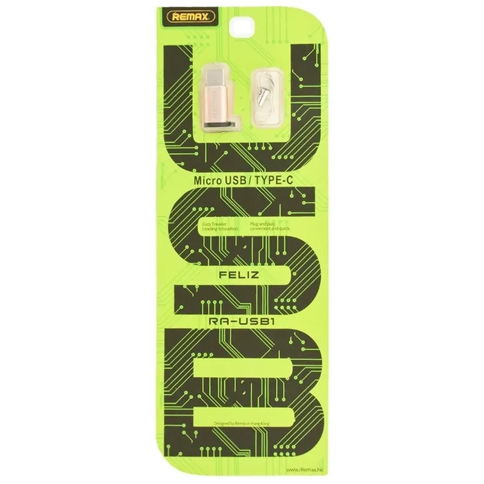 Адаптер Remax RA-USB1, micro-USB (F)/USB Type-C, Золотистый
