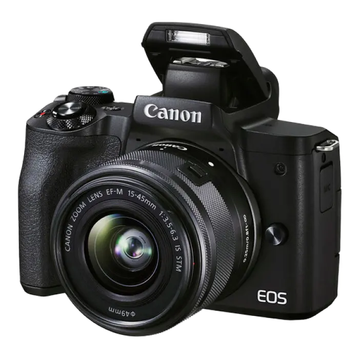 Aparat Foto Mirrorless Canon EOS M50 Mark II, Black + EF-M 15-45 IS, Negru
