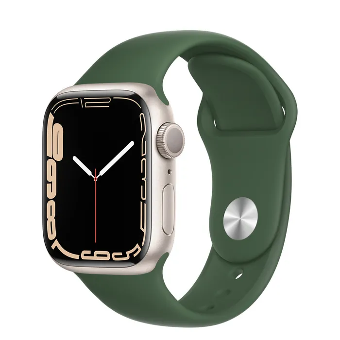 Ceas inteligent Apple Watch Series 7 GPS, 41mm, Carcasă din aluminiu cu bandă Sport Clover Verde
