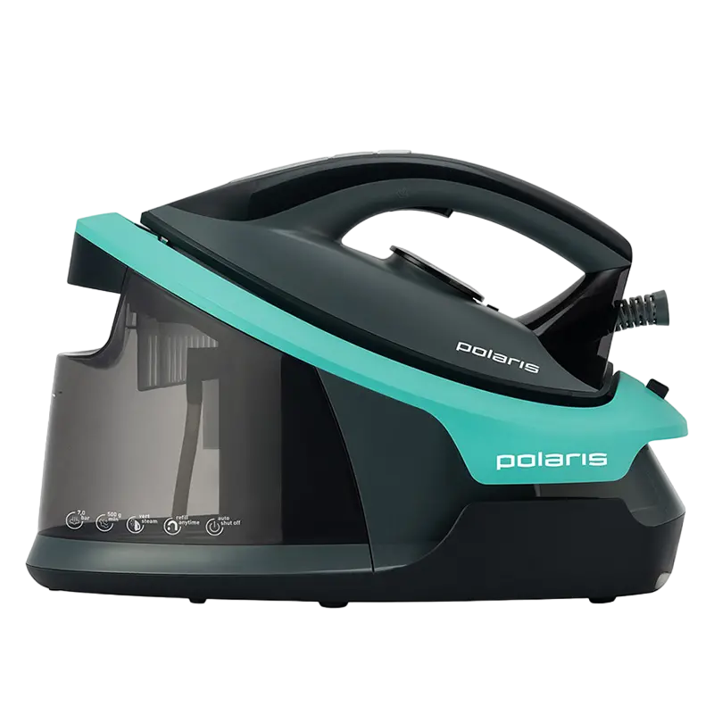 Fier de călcat cu generator de abur Polaris PSS7700K, 2800W, Turcoaz | Negru