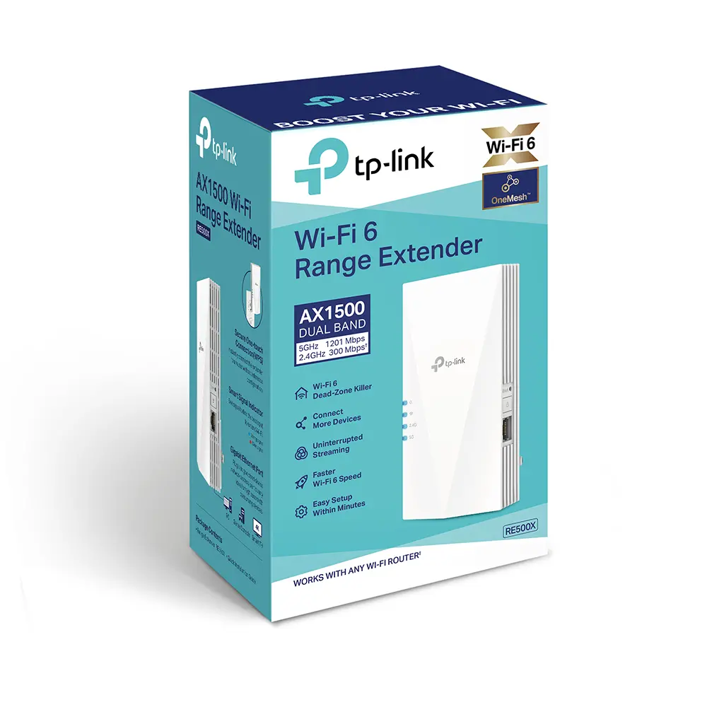 Усилитель Wi‑Fi сигнала TP-LINK RE500X, 300 Мбит/с, 1200 Мбит/с, Белый