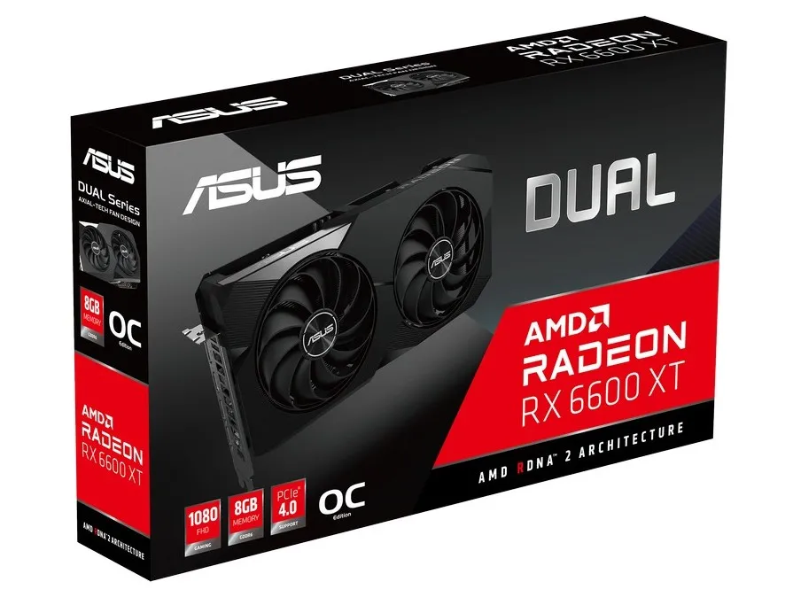 Видеокарта ASUS DUAL-RX6600XT-O8G,  8GB GDDR6 128бит