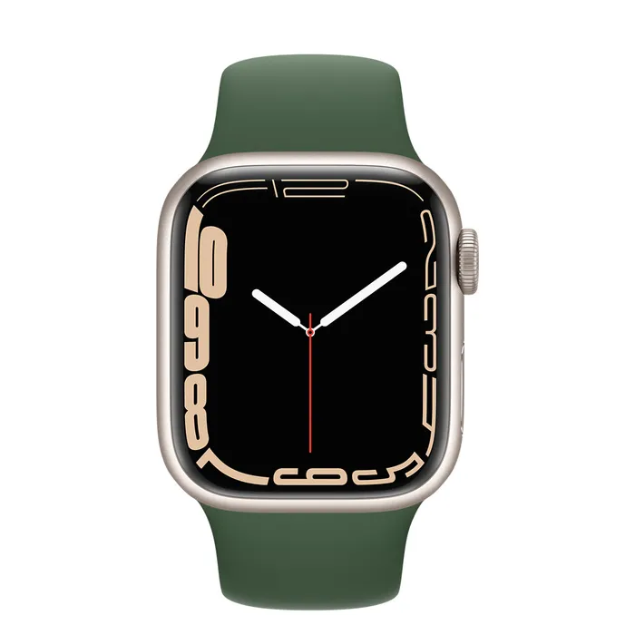 Ceas inteligent Apple Watch Series 7 GPS, 41mm, Carcasă din aluminiu cu bandă Sport Clover Verde