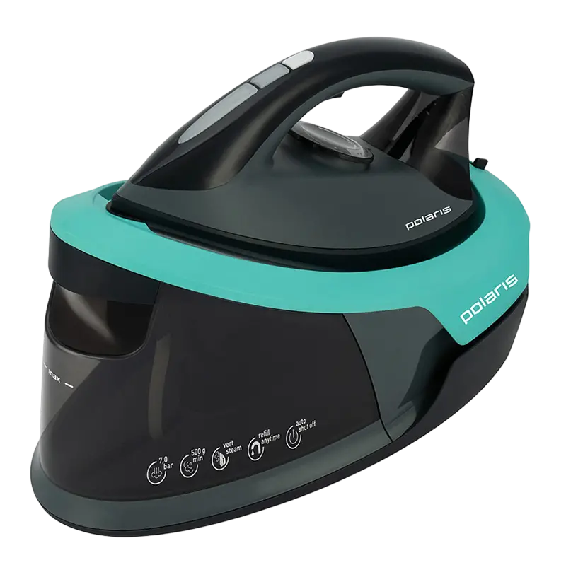 Fier de călcat cu generator de abur Polaris PSS7700K, 2800W, Turcoaz | Negru