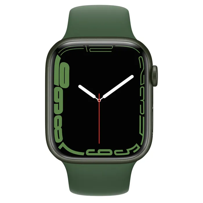 Ceas inteligent Apple Watch Series 7 GPS, 41mm, Carcasă din aluminiu cu bandă Sport Clover Verde
