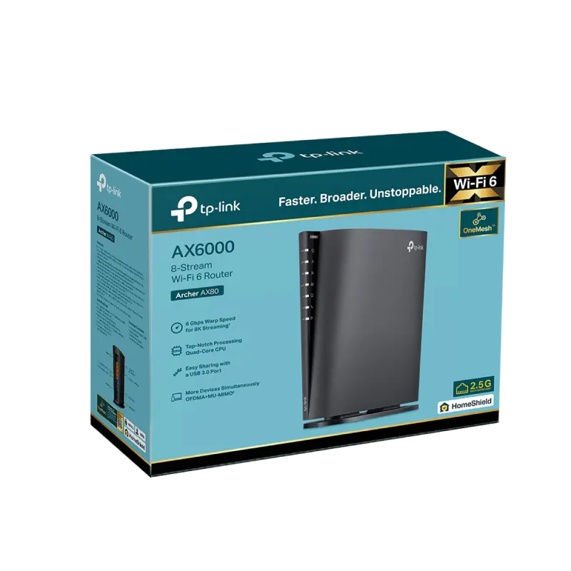 Беспроводной маршрутизатор TP-LINK Archer AX80, Чёрный