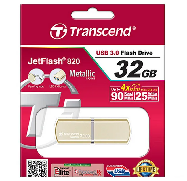 USB Flash накопитель Transcend JetFlash 820, 32Гб, Золотистый