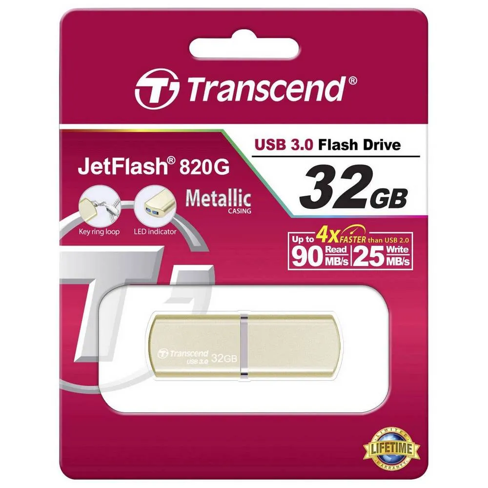 USB Flash накопитель Transcend JetFlash 820, 32Гб, Золотистый