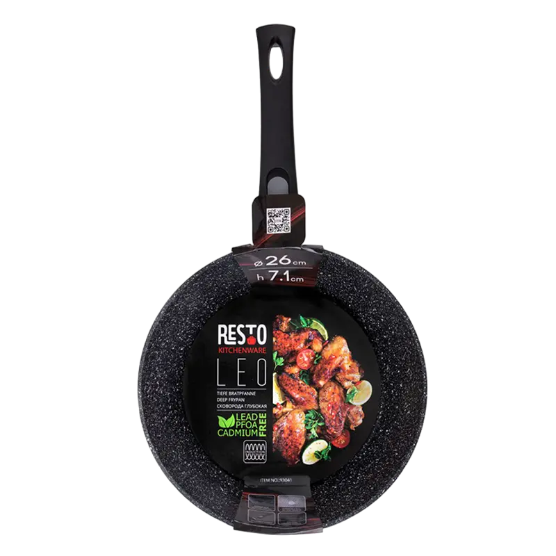 Сковорода глубокая RESTO 93041, 26см, Чёрный