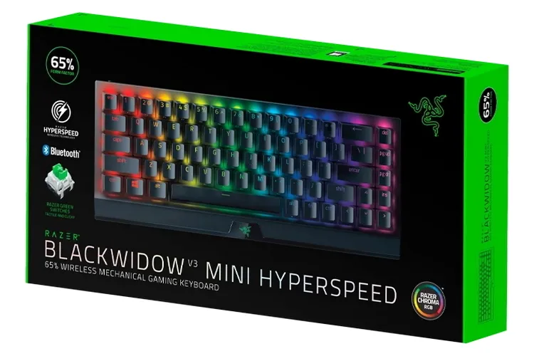 Wireless Gaming Keyboard Razer BlackWidow V3 Mini, 65%, Yellow SW, RGB, US Layout, 2.4gHz/BT