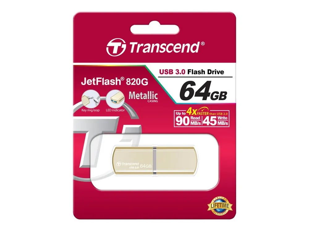 USB Flash накопитель Transcend JetFlash 820, 64Гб, Золотистый