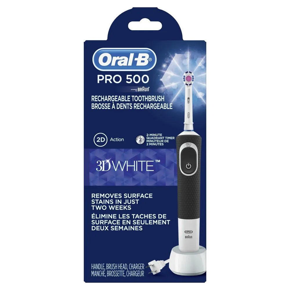 Электрическая зубная щетка Oral-B PRO 500 3D, Белый Синий