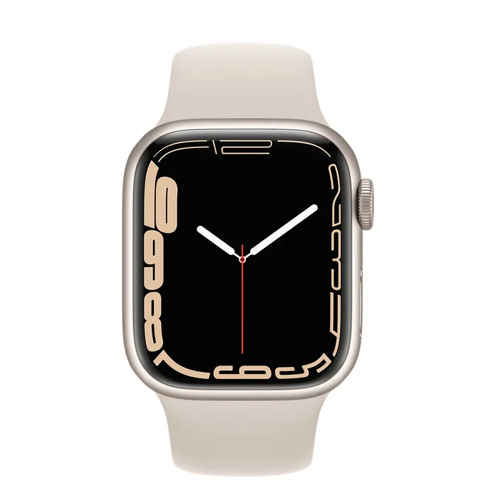 Ceas inteligent Apple Watch Series 7 GPS, 41mm, Carcasă din aluminiu Starlight cu bandă Sport