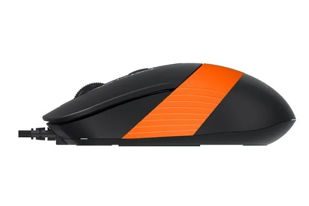 Mouse A4Tech FM10, Optical, 600-1600 dpi, 4 buttons, Ambidextrous, 4-Way Wheel, Black/Orange, USB