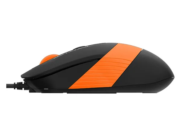 Mouse A4Tech FM10, Optical, 600-1600 dpi, 4 buttons, Ambidextrous, 4-Way Wheel, Black/Orange, USB