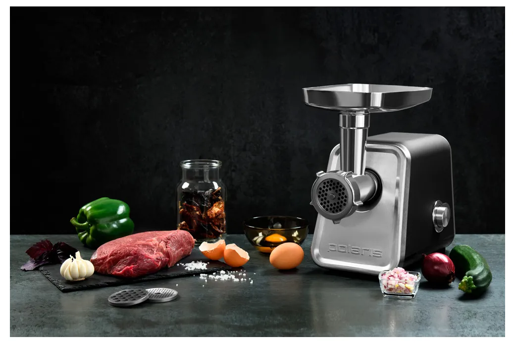 Mașină de tocat carne Polaris PMG3044, Oțel Inoxidabil Negru