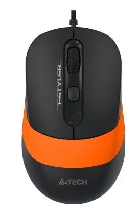Mouse A4Tech FM10, Optical, 600-1600 dpi, 4 buttons, Ambidextrous, 4-Way Wheel, Black/Orange, USB