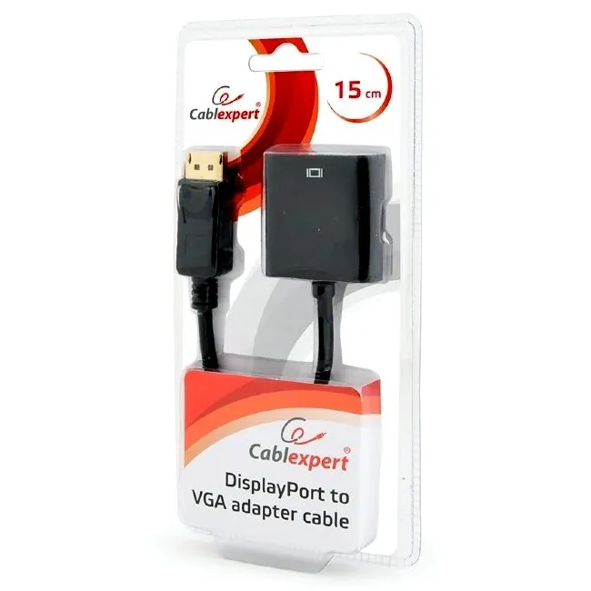 Adaptor Video Cablexpert AB-DPM-VGAF-02, DisplayPort (M) - VGA D-Sub, 0,15m, Negru