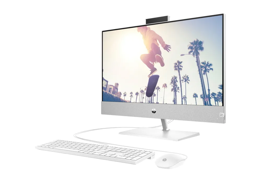 Computer All-in-One HP Pavilion 24-CA0021UR, 23,8", AMD Ryzen 5 5500U, 8GB/512GB, FreeDOS, Argintiu