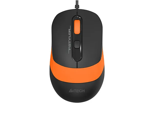 Mouse A4Tech FM10, Optical, 600-1600 dpi, 4 buttons, Ambidextrous, 4-Way Wheel, Black/Orange, USB
