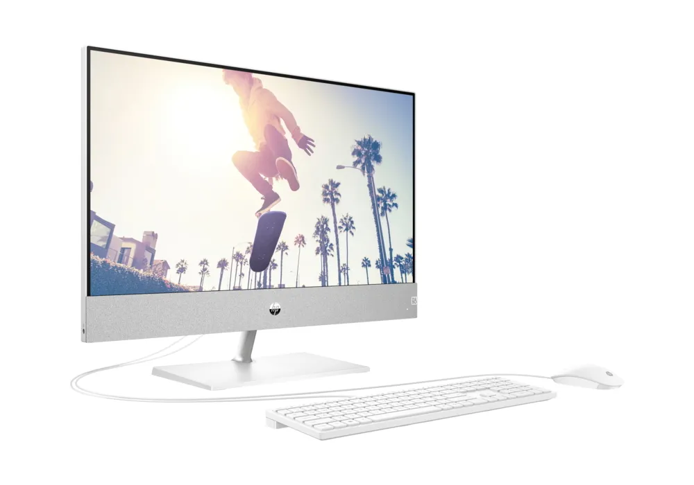 Computer All-in-One HP Pavilion 24-CA0021UR, 23,8", AMD Ryzen 5 5500U, 8GB/512GB, FreeDOS, Argintiu