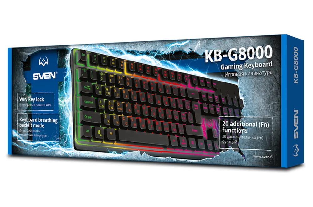 Tastatură SVEN KB-G8000, Cu fir, Negru