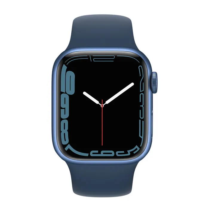 Ceas inteligent Apple Watch Series 7 GPS, 41mm, Carcasă din aluminiu cu bandă sport Abyss Blue