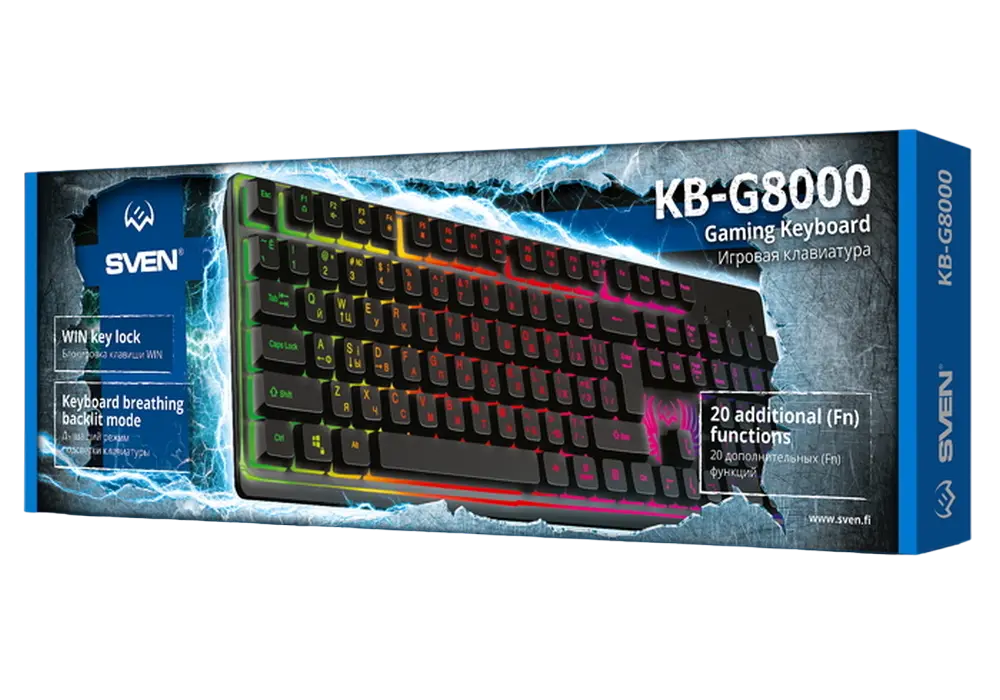 Tastatură SVEN KB-G8000, Cu fir, Negru