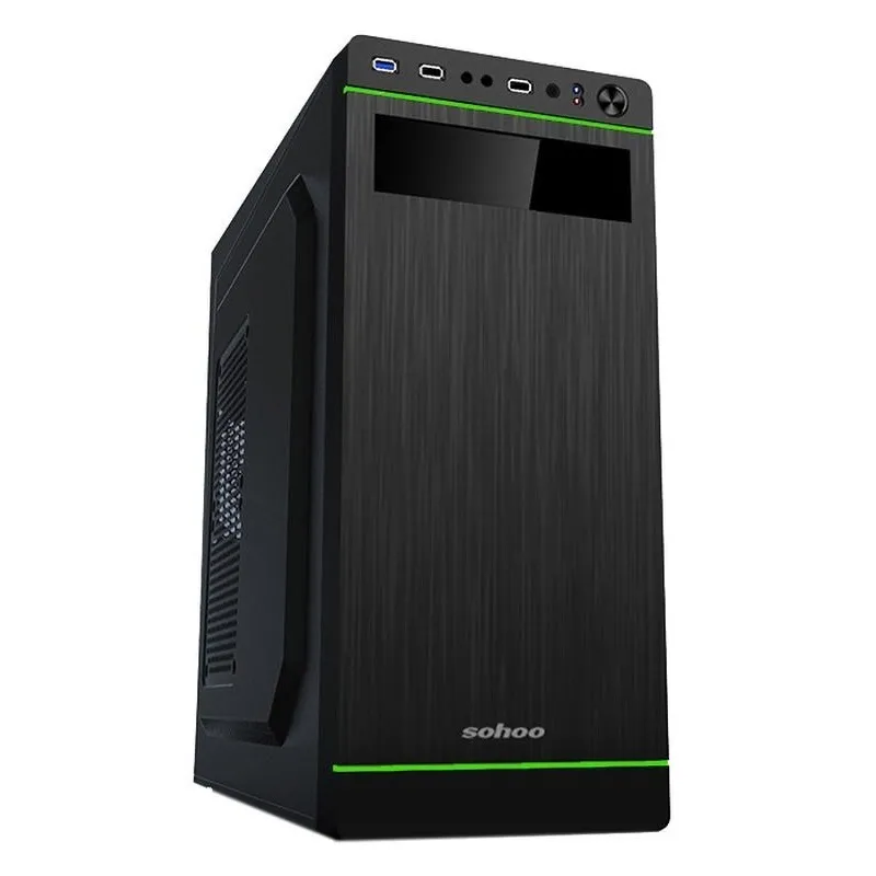 Carcasă PC Sohoo 5907BG, Midi-Tower, ATX, Negru/Verde