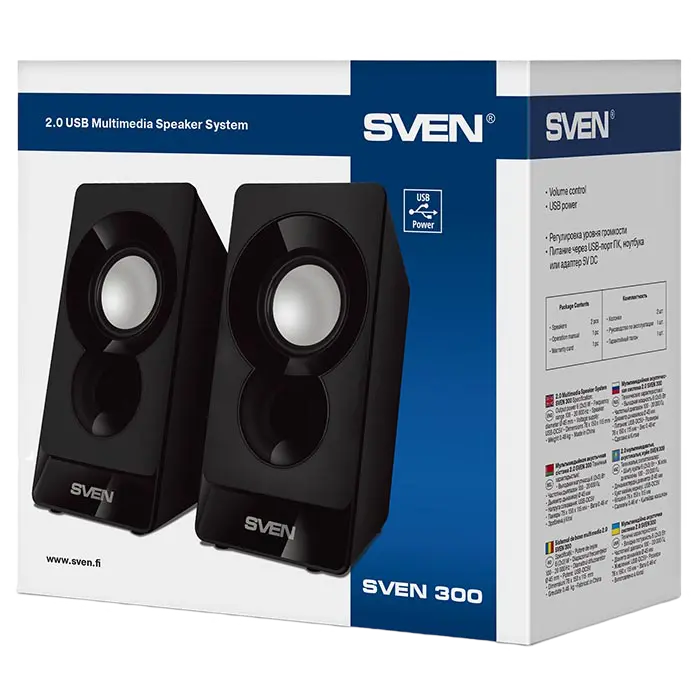 Boxe pentru calculator 2.0 SVEN "300", Negru