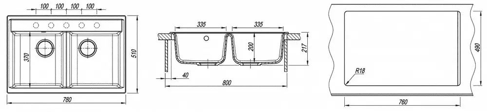 Кухонная мойка Dr.Gans Astra 780 (Чёрный)