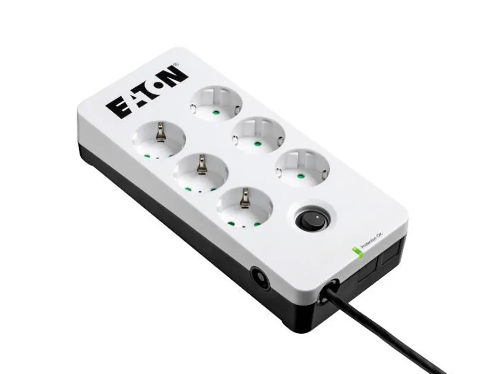 Prelungitor electric Eaton PB6D, 6 Prize, 1,5m, Negru/Alb