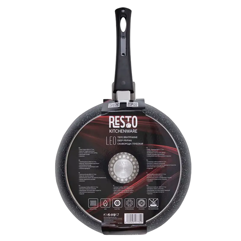 Сковорода глубокая RESTO 93042, 28см, Чёрный