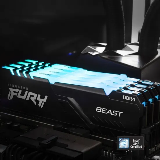Оперативная память Kingston FURY Beast RGB, DDR4 SDRAM, 3733 МГц, 16Гб, KF437C19BBAK2/16