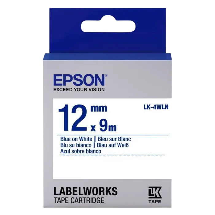 Cartuș de bandă EPSON LK4WLN; 12mm/9m standard, albastru/alb, C53S654022