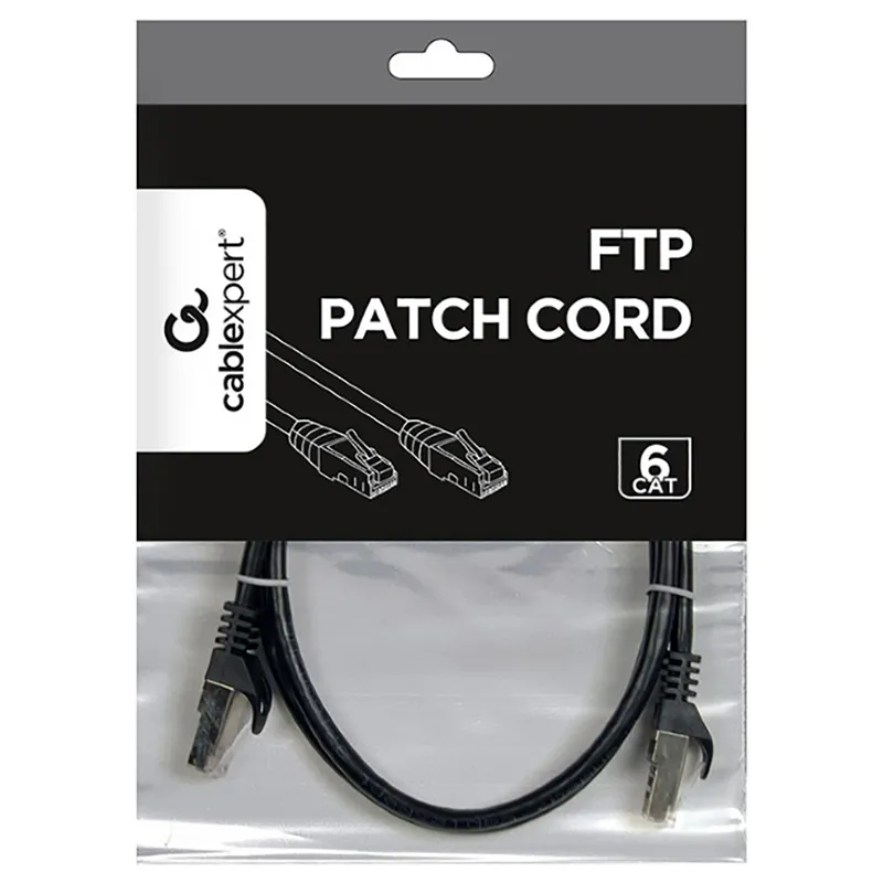 Patch cord Cablexpert PP6-1M/BK, Cat6 FTP , 1m, Negru