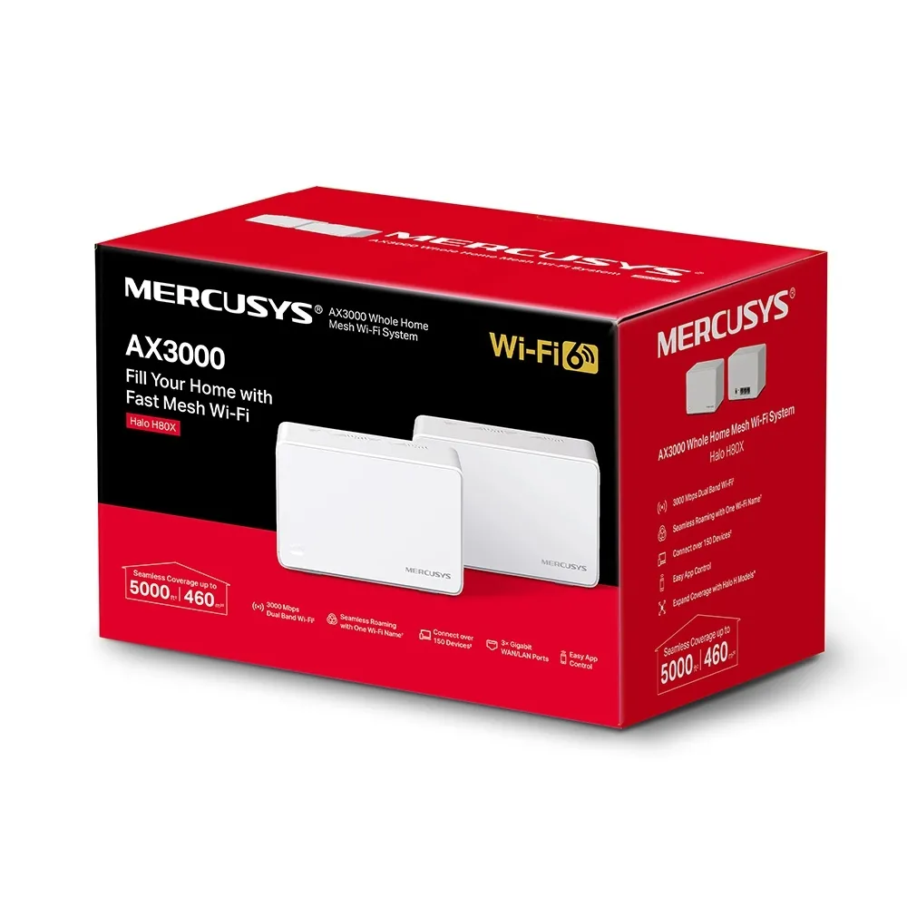 Домашняя Mesh Wi-Fi система MERCUSYS Halo H80X (2-pack), Белый