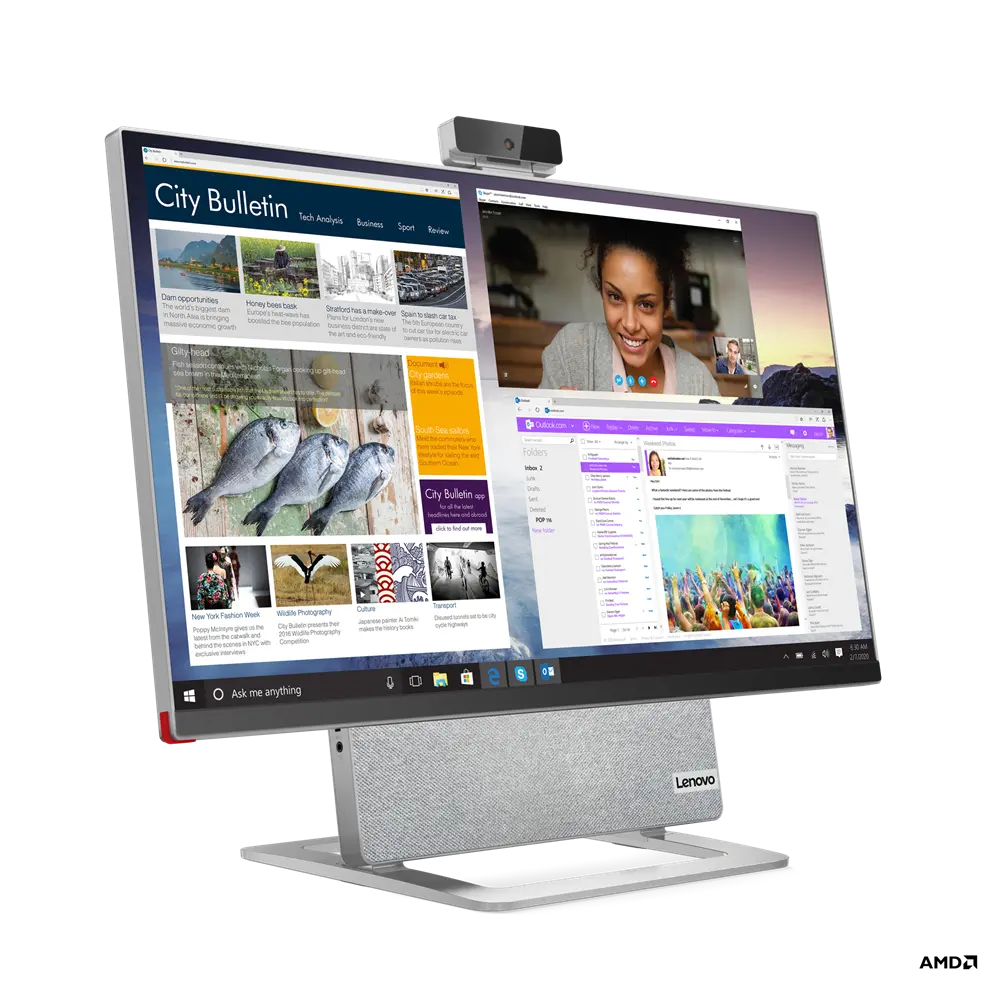 Computer All-in-One Lenovo YOGA AIO 7 27ACH6, 27", AMD Ryzen 5 5600H, 16GB/512GB, Fără SO, Argintiu