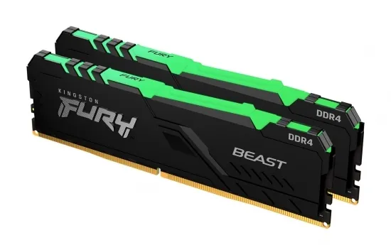 Оперативная память Kingston FURY Beast RGB, DDR4 SDRAM, 3733 МГц, 16Гб, KF437C19BBAK2/16
