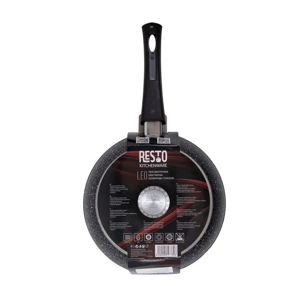 Сковорода глубокая RESTO 93042, 28см, Чёрный