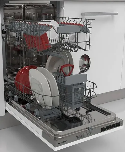 Mașină de spălat vase Sharp QWNS14I49EXEU, Alb