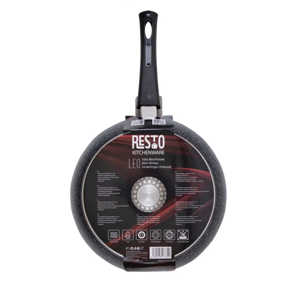 Сковорода глубокая RESTO 93042, 28см, Чёрный