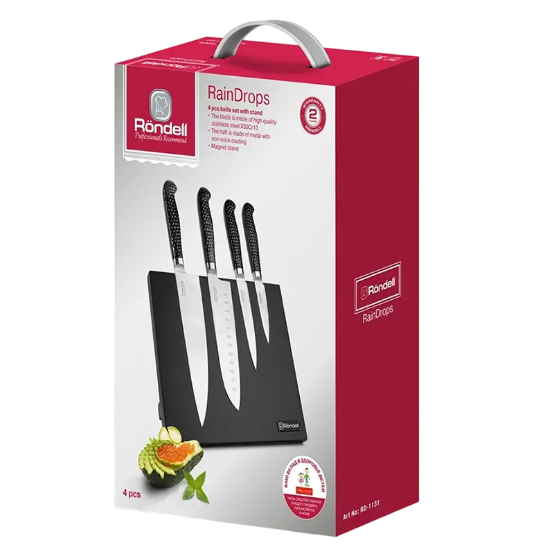 Set de Cuțite Rondell RainDrops, Negru