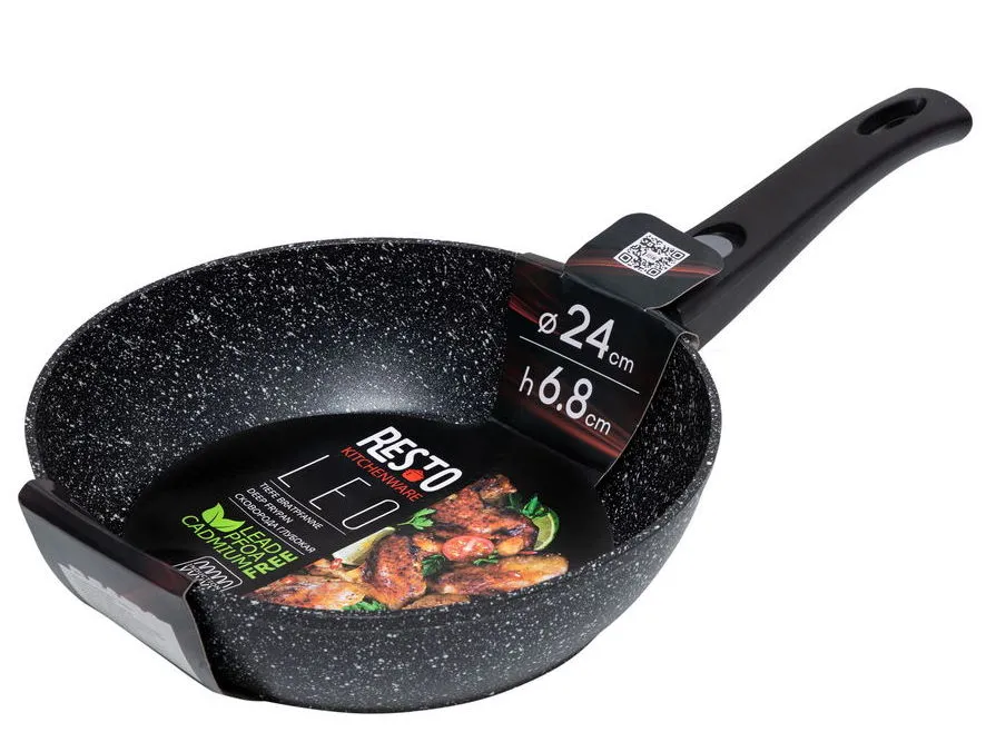 Сковорода глубокая RESTO 93042, 28см, Чёрный