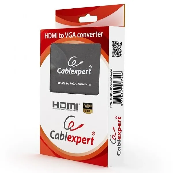Convertor Video/Audio Cablexpert DSC-HDMI-VGA-001,  - VGA D-Sub + 3.5 mm Jack, Negru