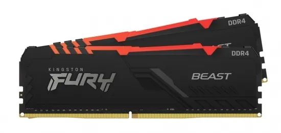 Оперативная память Kingston FURY Beast RGB, DDR4 SDRAM, 3733 МГц, 16Гб, KF437C19BBAK2/16